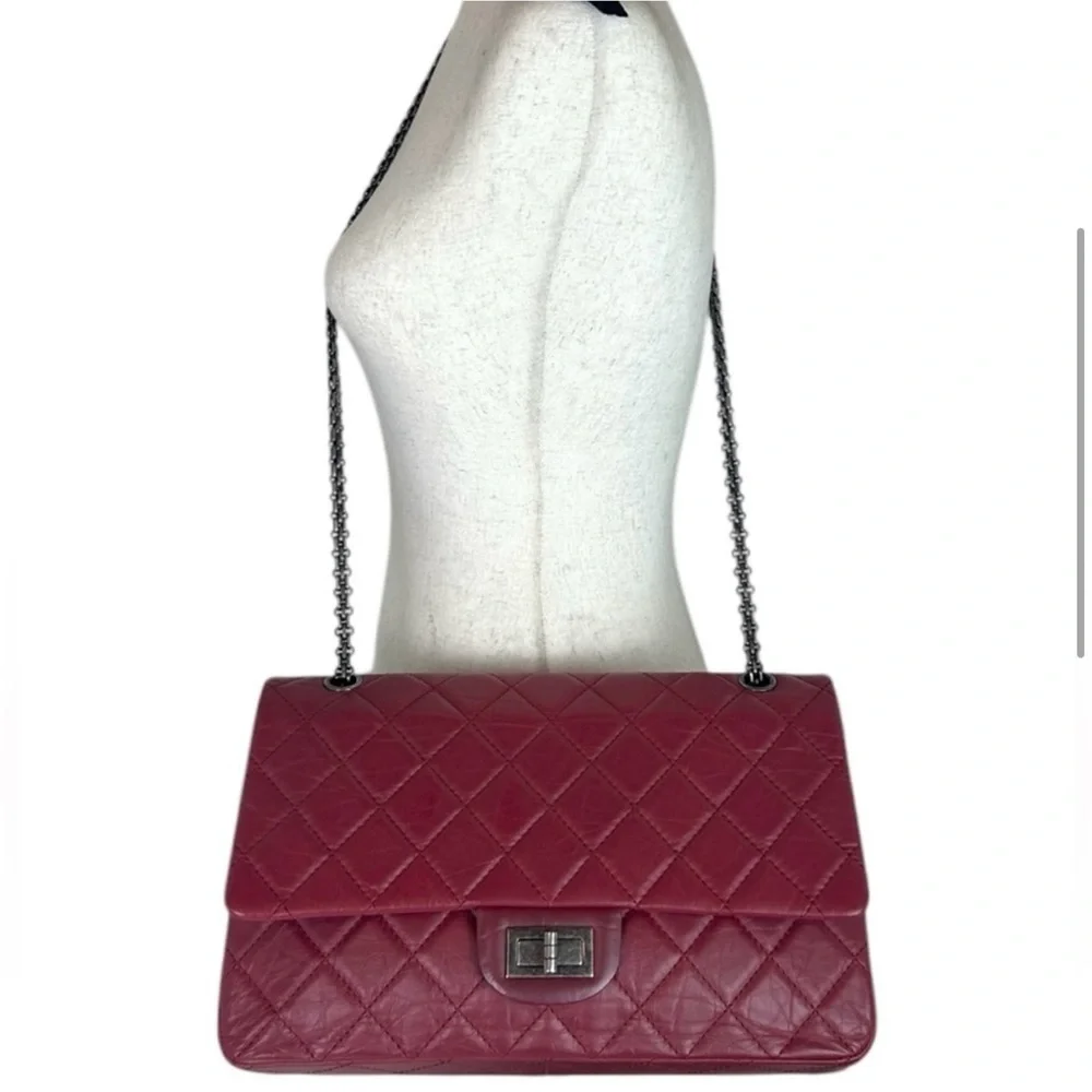 CHANEL Chanel Red Reissue 2.55 Flap Bag Quilted Aged Calfskin 227